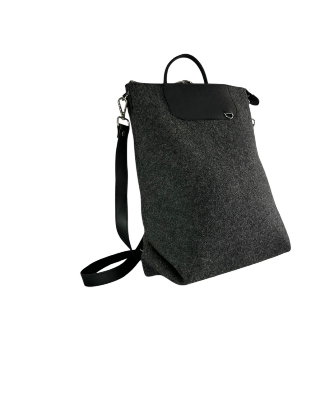 Genuine GRAF LANTZ Midi Wool and Leather Convertible Backpack In Charcoal